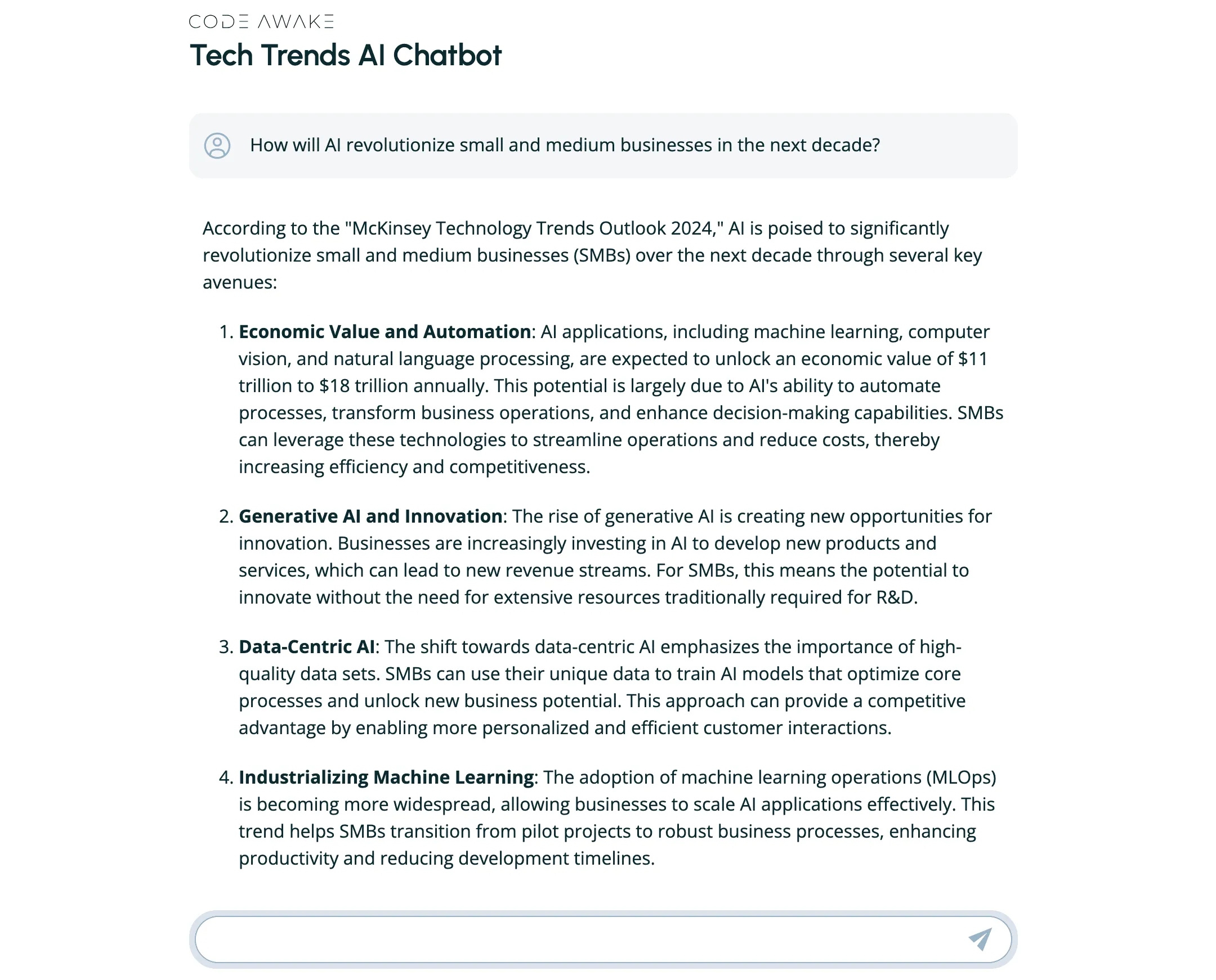 Interfaz de usuario del chatbot